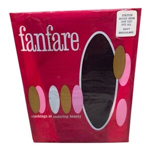 Vintage Fanfare Stretch Microfilm Micro Mesh Stockings 100% Nylon One Size Navy